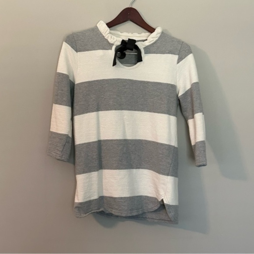 🔴J.Run striped bow tie ruffled blouse xs/s